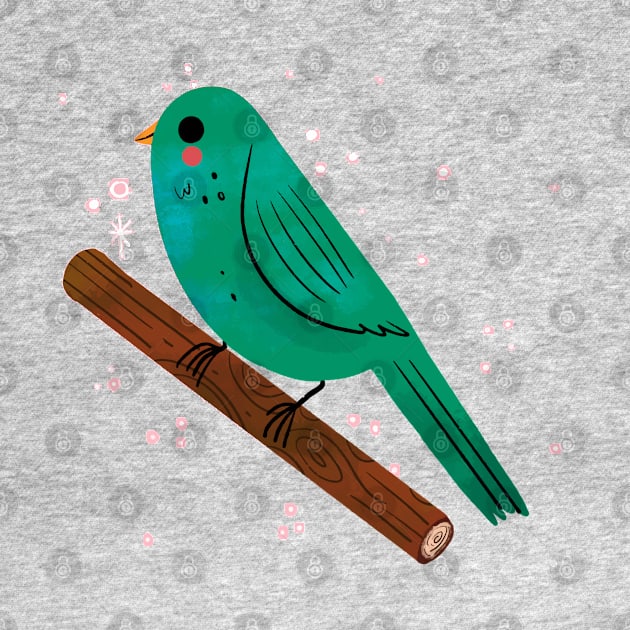 Kawaii Bird Painting Hand Drawn by Mako Design 